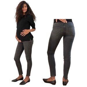 Hatch Gray Wash Over the Bump Maternity Skinny Jeans Size 24 Women's